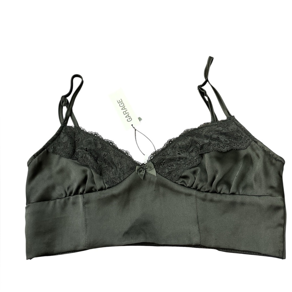 Garage black Nova lace trim satin bustier size small NWT